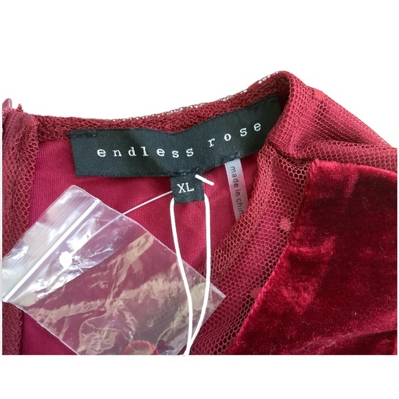 Endless Rose (Vici) Saint Clara Burgundy Red Velvet Dress SZ XL Cocktail Formal - Picture 7 of 8
